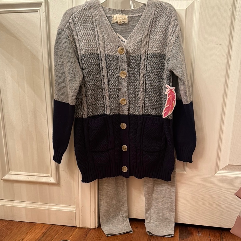 Little Lass Gray and Navy Kids Matching Set